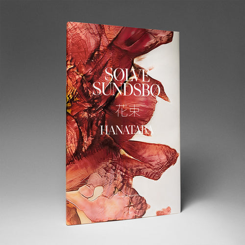 Cover of the book "Hanataba" by Sølve Sundsbø: abstract floral design in red and pink tones with title and Sigma Foundation and dark background.
